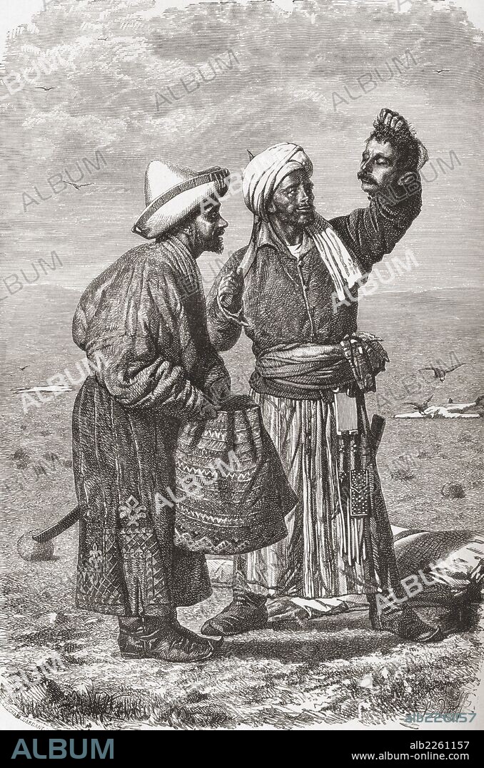 An Afghan Soldier Holding The Severed Head Of His Enemy In The 19Th Century.