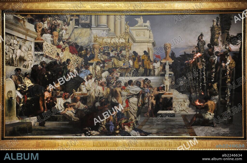 Henryk Siemiradzki (1843-1902). Pintor polaco del siglo XIX, activo durante el período de las particiones de Polonia. "Antorchas de Nerón", 1877. National Museum Gallery. Cracovia. Polonia.