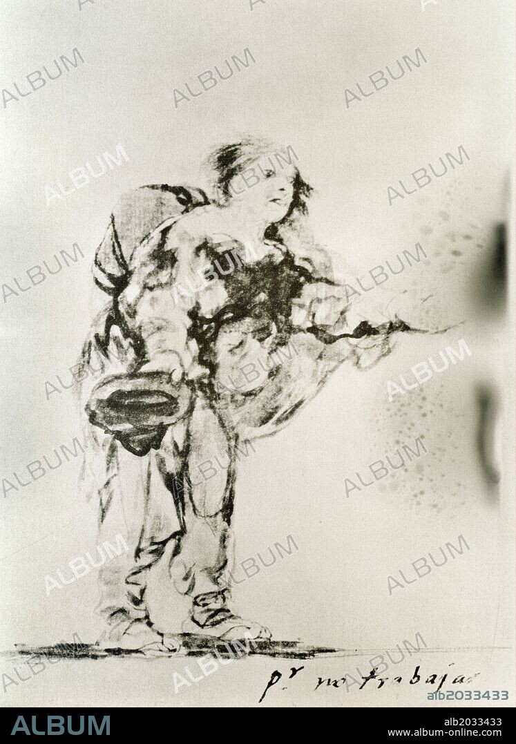Francisco de Goya / 'Por no trabajar', 1808-1814, Tinta sobre papel, 20,6 x 14,4 cm, D03942.