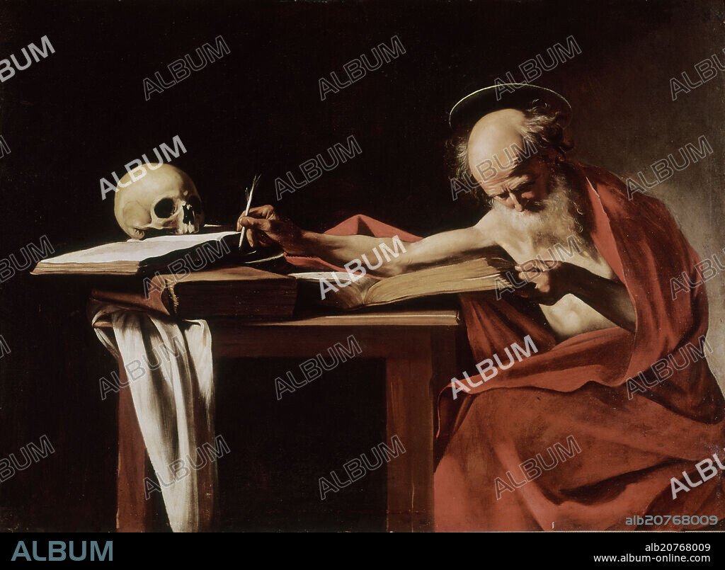 MICHELANGELO MERISI DA CARAVAGGIO (1573-1610). SAN JERONIMO ESCRIBIENDO - 1605-1606 - OLEO/LIENZO - 112x157 cm - BARROCO ITALIANO.