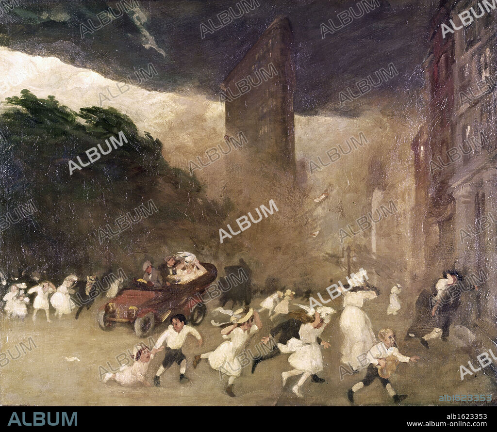 Dust Storm,  Fifth Avenue by John Sloan,  1906,  (1871-1951).