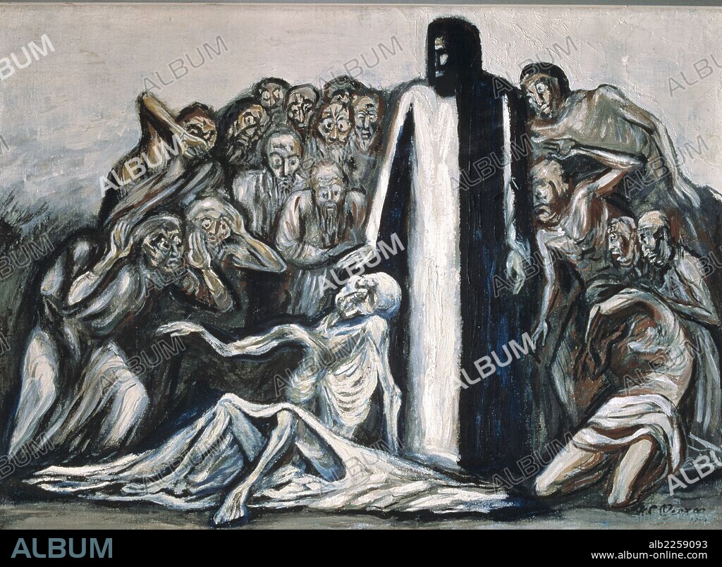JOSE CLEMENTE ORONZO. JOSE CLEMENTE OROZCO. PINTOR MEXICANO. 1883 - 1949. LA RESURECCION DE LAZARO. MUSEO NACIONAL DE ARTE. CIUDAD DE MEXICO. JESUCRISTO.