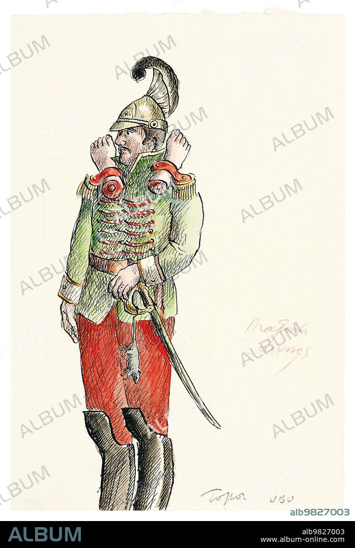 ROLAND TOPOR. Costume design for the satirical opera "Ubu Rex" by Krzysztof Penderecki.