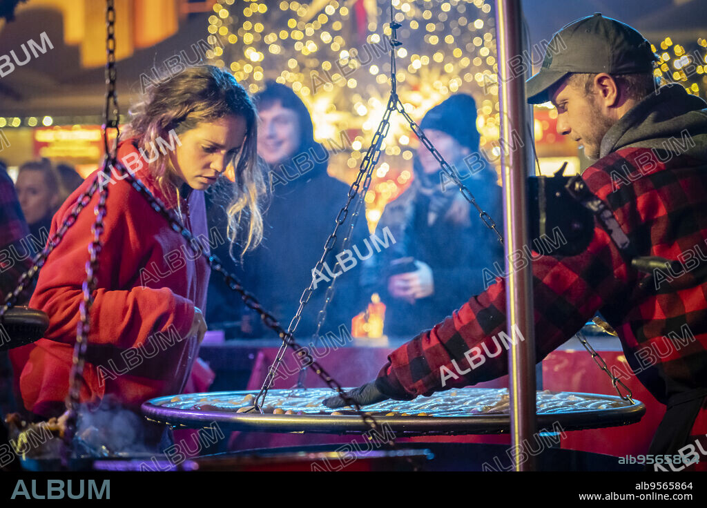 street hot dog place at Christmas market, Humboldt Forum, Berlin, Federal Republic of Germany.