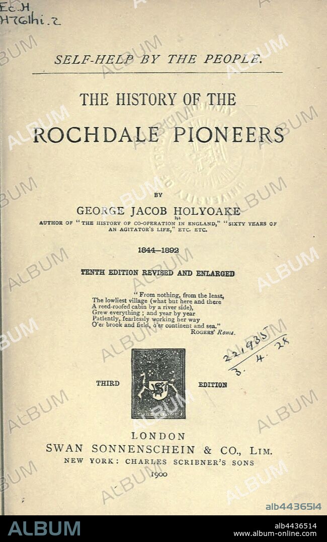 The history of the Rochdale Pioneers, 1844-1892 : Holyoake, George Jacob, 1817-1906.