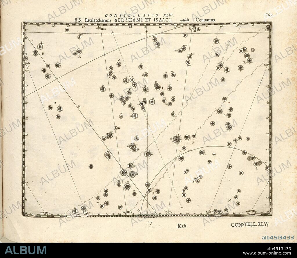 Centaurus, Centaur Centaur, Constellatio XLIV, p. 109, Bayer, Johann; Schecks, Kaspar, 1627, Julius Schiller, Johann Bayer, Kaspar Schecks: Coelum stellatum christianum convexum (...). Augustae Vindelicorum [Augsburg]: praelo Andreae Apergeri, 1627.