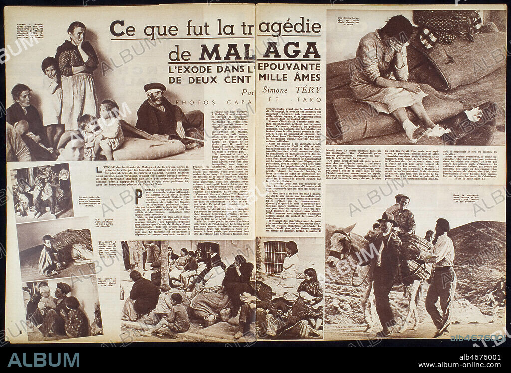Ce que fut la tragedie de malaga. Reportage photographique de Gerda TARO (1910-1937) et Robert CAPA pour un article de Simonne TERY pour la revue Regards de 1937. Credit : Collection KHARBINE-TAPABOR.