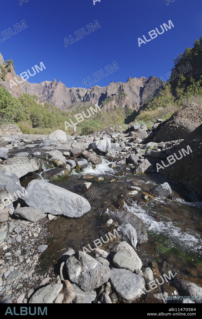 Rio Taburiente River, Caldera de Taburiente, Parque Nacional de la Caldera de Taburiente, UNESCO Biosphere Reserve, La Palma, Canary Islands, Spain, Europe.