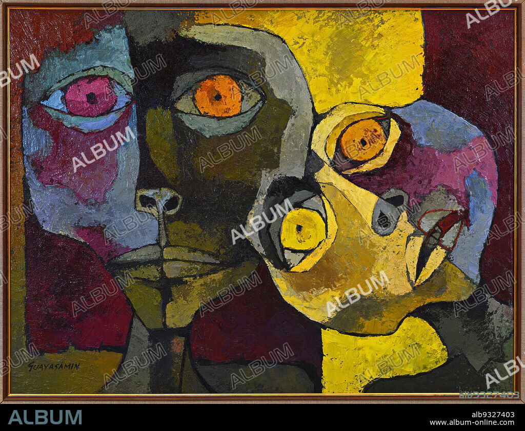 OSWALDO GUAYASAMÍN. Oswaldo Guayasamín/ Mother with Child, oil on canvas, 100 x 130 cm.