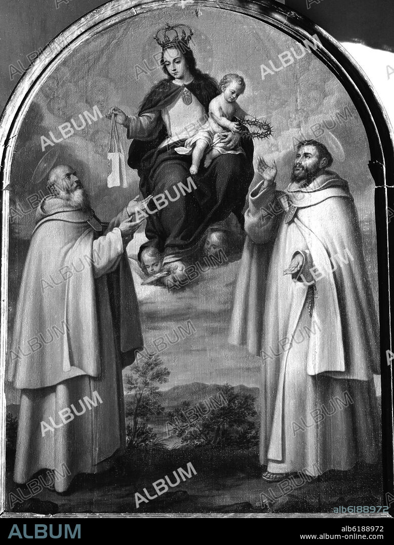 PINTURA DEL INTERIOR DE LA ERMITA DEL CRISTO - FOTOGRAFIA EN BLANCO Y NEGRO - AÑOS 60.