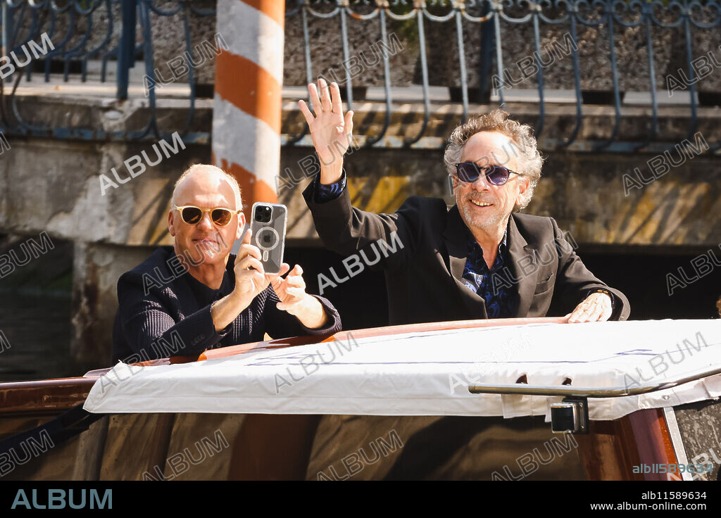 Venice Lido: Lido di Venezia, The cast arrives at the photocall for the press conference of the film Beetlejuice Beetlejuice during the 81st Venice International Film Festival. In the photo: Tim Burton and Michael Keaton arrive at the Palazzo del CasinÃ (Credit Image: © Alessandro Bremec/IPA via ZUMA Press).