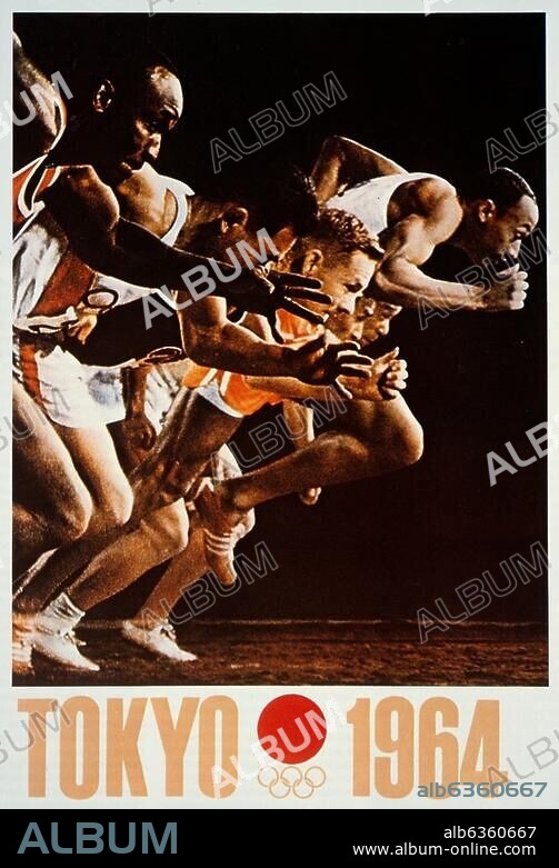 Sports / Olympic Games. XVIII Summer Olympics in Tokyo, 10 - 24 October 1960: Poster (starting sprinter).