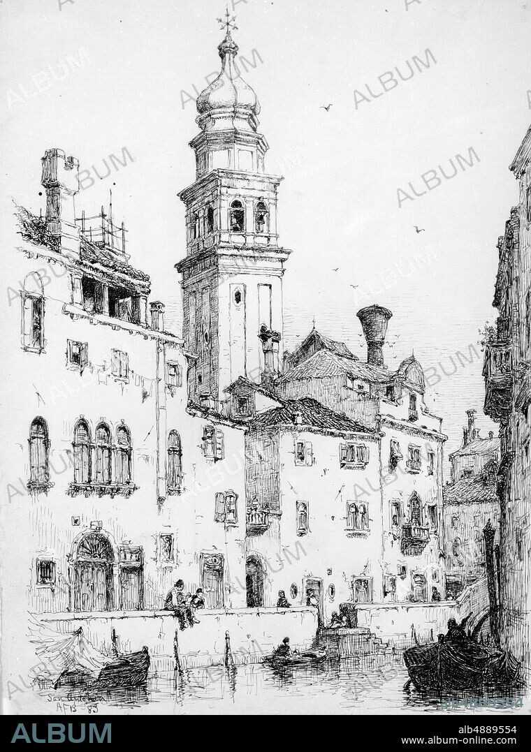 Andrew Fisher Bunner, San Antonio, Venice, American, Andrew Fisher Bunner (1841-1897), 1883, American, Black ink and graphite traces on off-white wove paper, 12 15/16 x 9 3/4 in. (32.9 x 24.8 cm), Drawings.