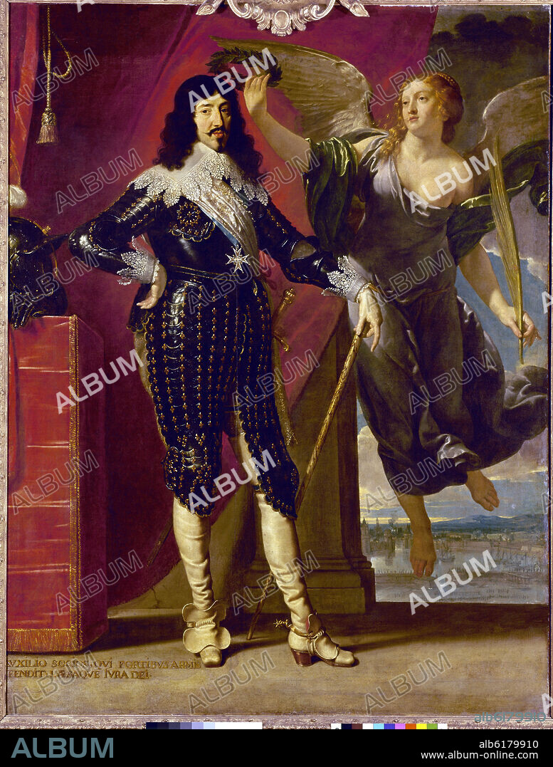 PHILIPPE DE CHAMPAIGNE. RETRATO DE LUIS XIII - GALERIA DE HOMBRES ILUSTRES DEL PALACIO DEL CARDENAL RICHELIEU - S XVII - BARROCO FRANCES.