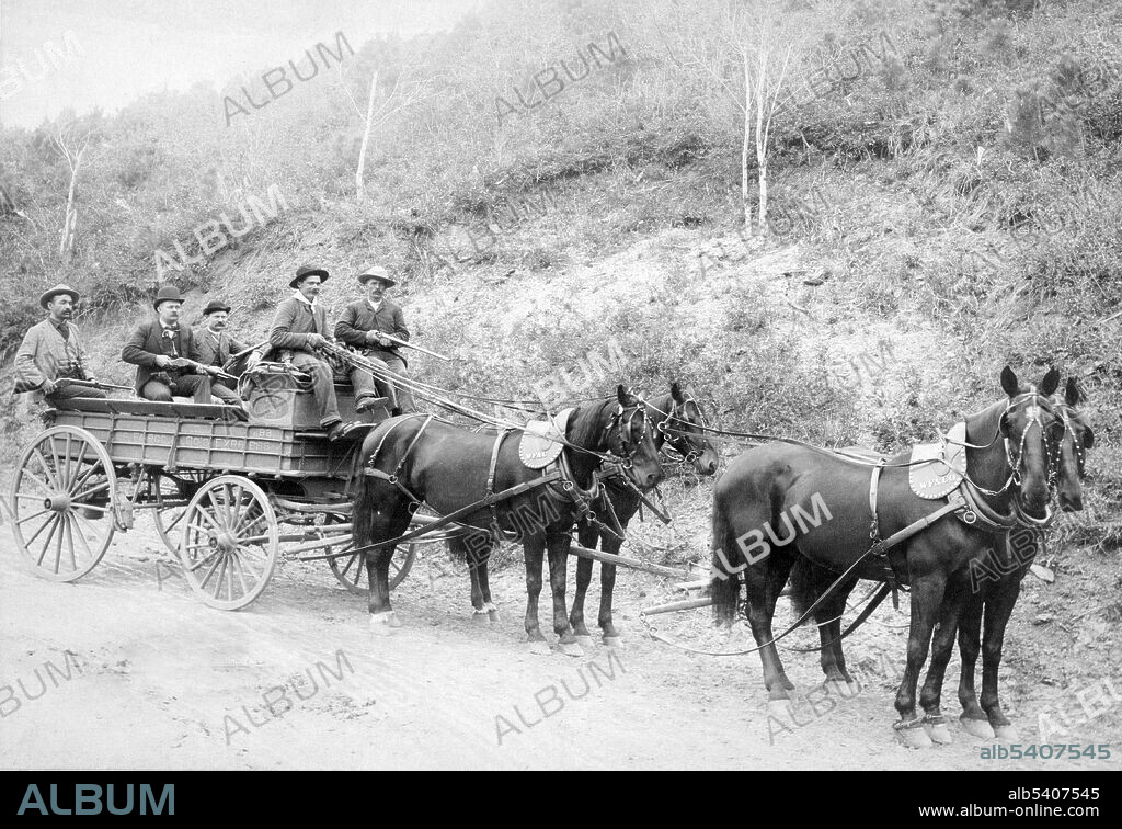 Wells Fargo Express Co. Deadwood wagon and guards with $250,000 gold bullion from the Great Homestake Mine, Deadwood, South Dakota, 1890.