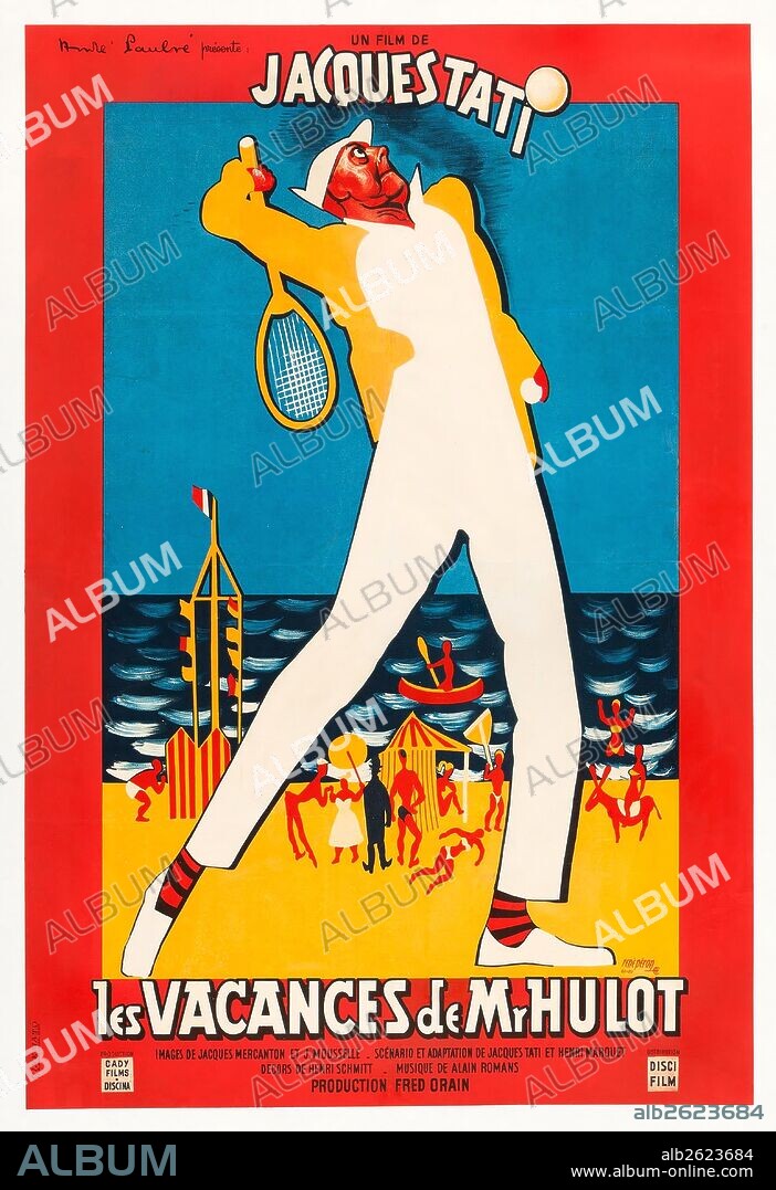 Affiche de LES VACANCES DE MONSIEUR HULOT, 1953, réalisé par JACQUES TATI. Copyright CADY/DISCINA.