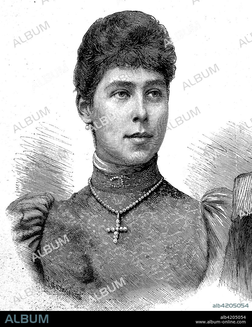 Princess Victoria Melita of Saxe-Coburg and Gotha, Germany, 25 November 1876 - 2 March 1936, was the third child and second daughter of Alfred, Duke of Saxe-Coburg and Gotha and Grand Duchess Maria Alexandrovna of Russia, historical image or illustration, published 1890, digital improved.