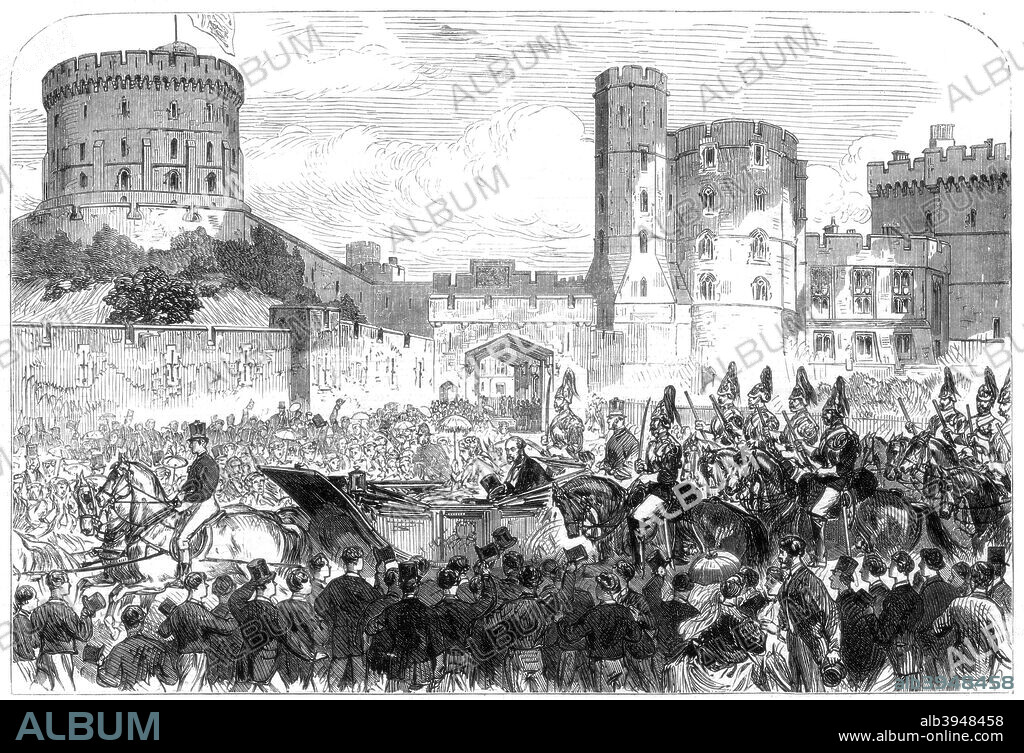 The marriage of Princess Helena, Windsor Castle, 1866. Princess Helena (1846-1923), daughter of Queen Victoria, married Prince Christian of Schleswig-Holstein on 5 July 1866. A print from the Illustrated London News, (14 July 1866).