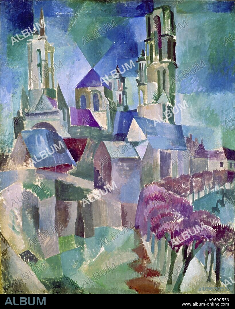 Towers of Laon (1912 ?). By Robert Delaunay. Paris Gallery of Modern Art. Robert Delaunay (April 12, 1885 - October 25, 1941) was a French artist. He was born in Paris, France, and died in Montpellier, France. Delaunay concentrated on impressionism, while his later works were more abstract, reminiscent of Paul Klee. His key influence related to bold use of colour, and a clear love of experimentation of both depth and tone. - ©TopFoto.