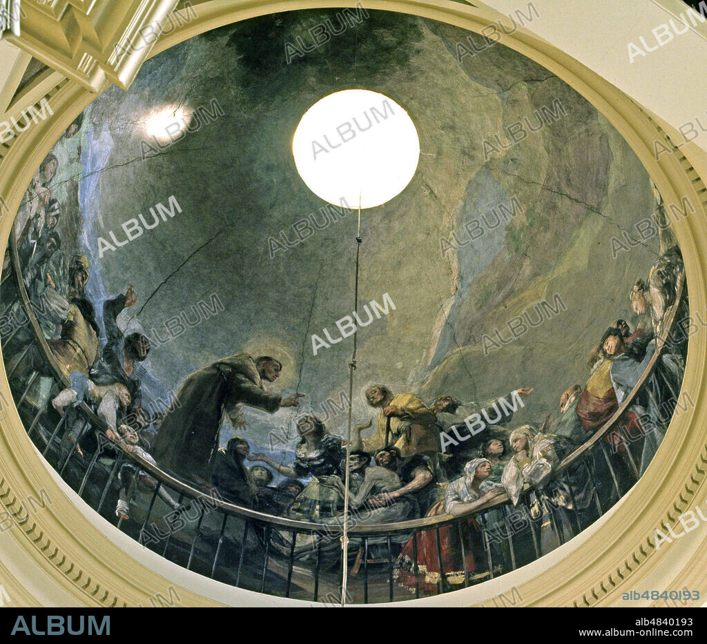 MADRID. ERMITA DE SAN ANTONIO DE LA FLORIDA. FRESCOS PICTORICOS EN LA BOVEDA , OBRA DE FRANCISCO DE GOYA. EL MILAGRO DE SAN ANTONIO DE PADUA. SAN ANTONIO INVOCANDO AL MUERTO PARA QUE HABLE.