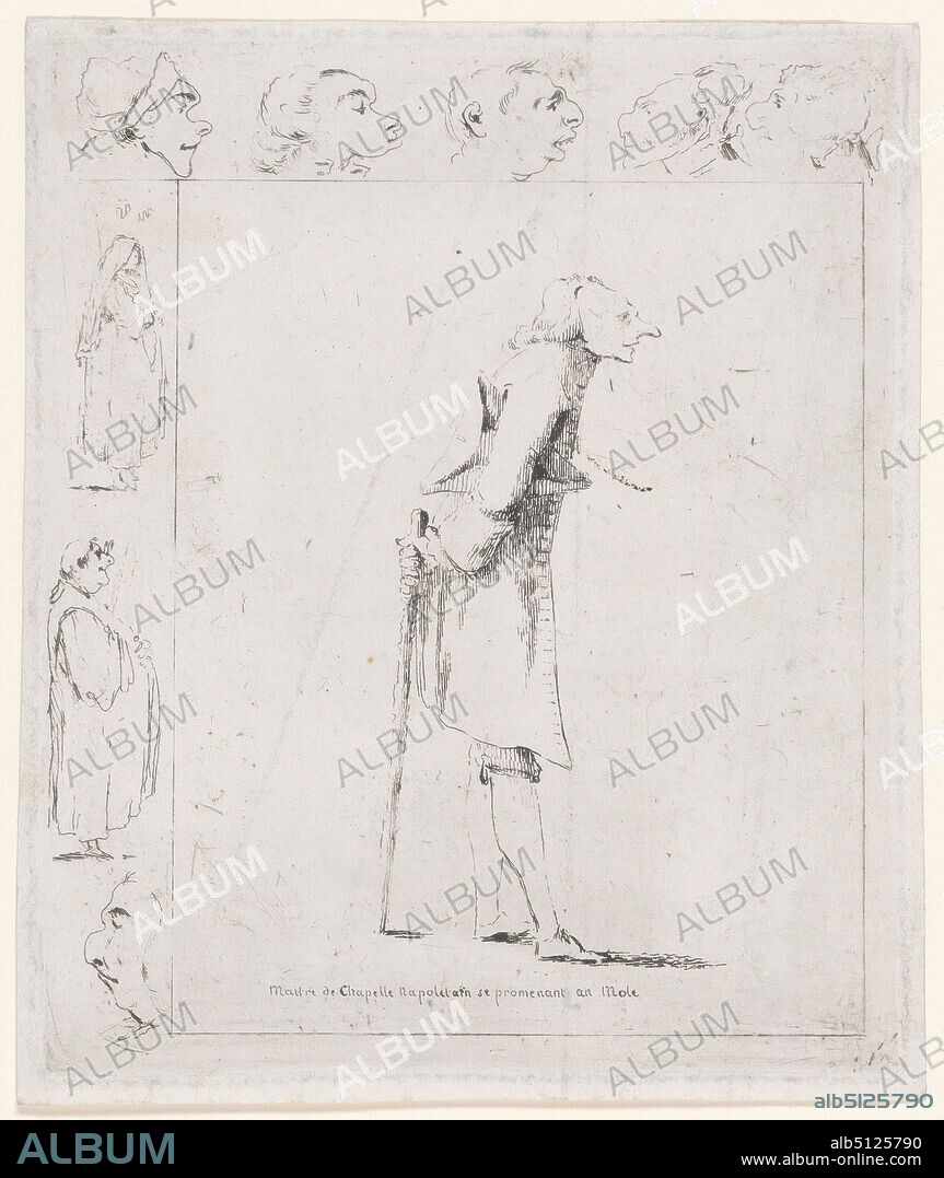 Etcher: Saint-Non (Jean-Claude-Richard, Abbé de), French, 17271791, After: Hubert Robert, French, 17331808, Cavalier napolitain voulant se donner un ton francois, Etching, platemark: 13.3 × 10.8 cm (5 1/4 × 4 1/4in.), Made in France, French, 18th century, Works on Paper - Prints.