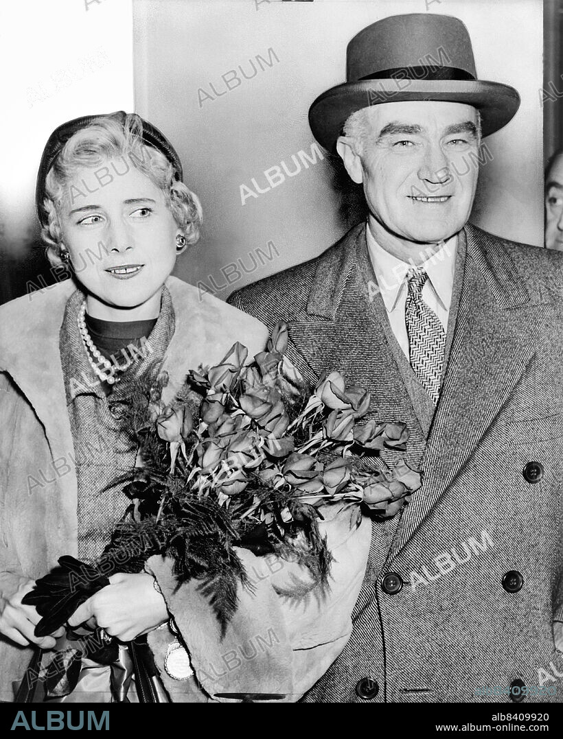 Clare Boothe Luce, U.S. Ambassador to Italy, and husband, publisher Henry Luce, arriving at Idlewild Airport, New York City, New York, USA, Phil Stanziola, New York World-Telegram and the Sun Newspaper Photograph Collection, 1954.