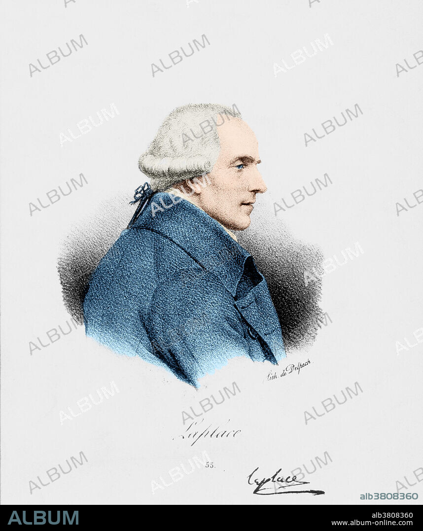 Pierre Simon Laplace. Portrait of the French mathematician, astronomer and physicist, Marquis Pierre Simon Laplace (1749-1827). Although from a poor family, Laplace's talent led him to become an assistant of the French chemist Lavoisier. He is better known as a talented mathematician and he used these skills in astronomy. Between 1799 and 1825 Laplace published his most important work, Celestial Mechanics. The book aimed to improve the understanding of the motions in the solar system by studying the gravitational perturbations between the sun and the planets. Laplace also proposed that the solar system was formed from a rotating disk of gas.