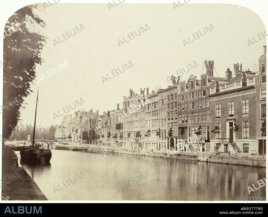 View of Keizersgracht, View of the Keizersgracht in Amsterdam, Benjamin Brecknell Turner (attributed to), Amsterdam, 17-May-1857 - 3-Jun-1857, paper, albumen print, height 281 mm × width 375 mm.