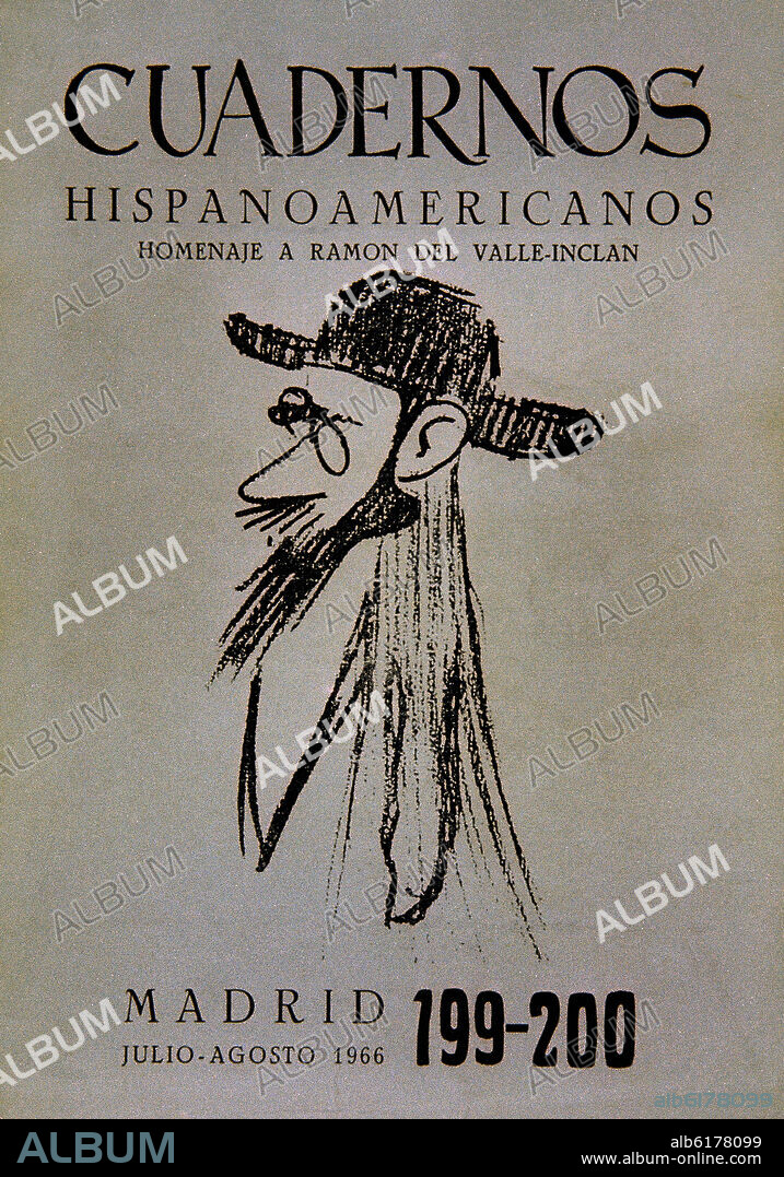 PORTADA DE CUADERNOS HISPANOAMERICANOS Nº 200 - HOMENAJE A VALLE INCLAN - 1966.