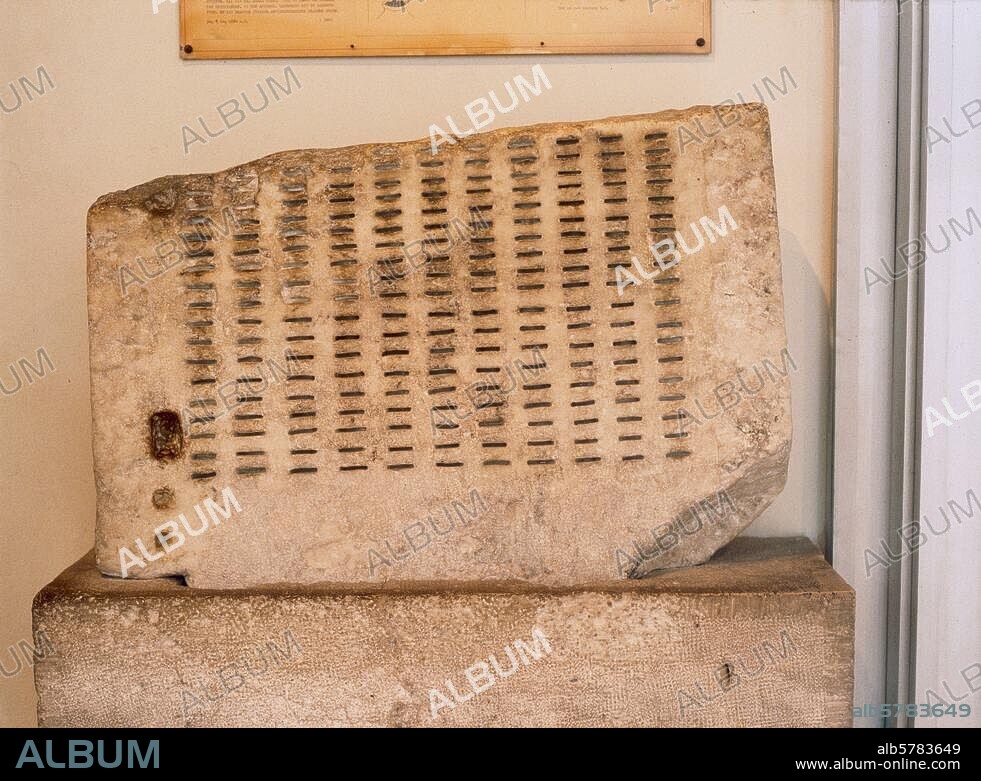 History / Greece / Democracy. Kleroterion (Allotment machine used for the selection of public officials by means of numbered balls). 4th century B.C. Found: Agora, Athens. Athens, Agora Museum.