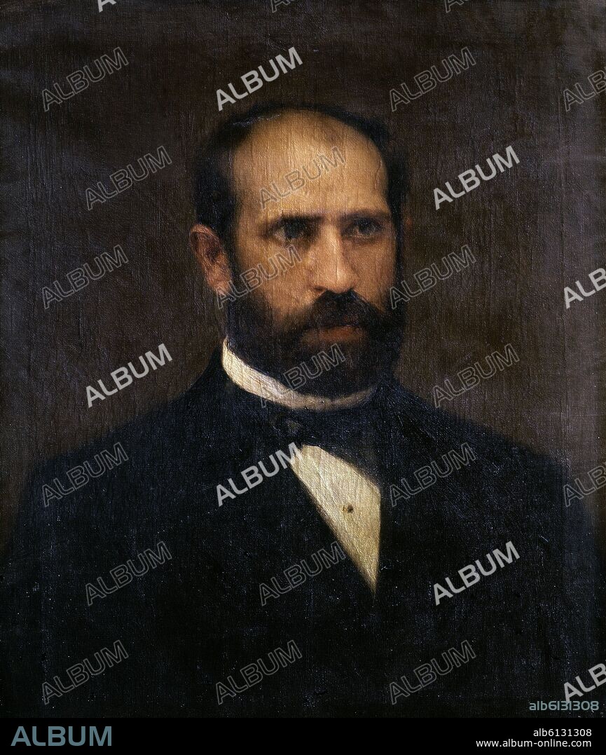 FEDERICO DE MADRAZO Y KUNTZ (1815-1894). RETRATO DE NICOLAS SALMERON (1837-1908) TERCER PRESIDENTE DE LA PRIMERA REPUBLICA ESPAÑOLA - (ANTES DE RESTAURAR).