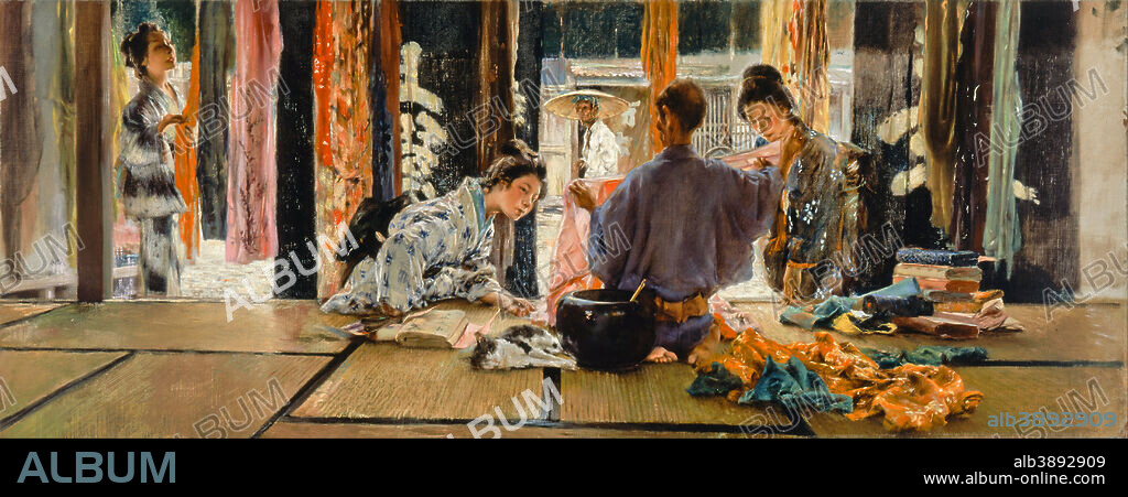 ROBERT FREDERICK BLUM. The Silk Merchant, Japan. Date/Period: 1892-01-01/1892-12-31. Painting. Width: 127.3 cm. Height: 49.5 cm.