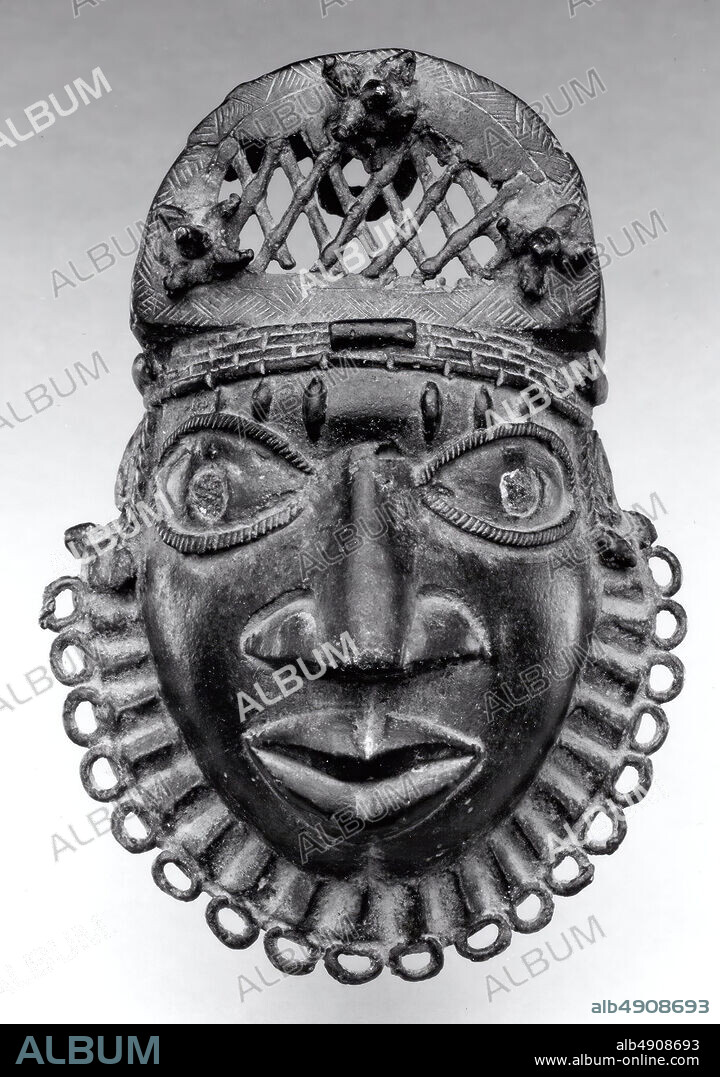 Hip Ornament: Face, Edo peoples, 16th19th century, Nigeria, Court of Benin, Edo peoples, Brass, iron, Height 5-7/8 in., Metal-Ornaments.