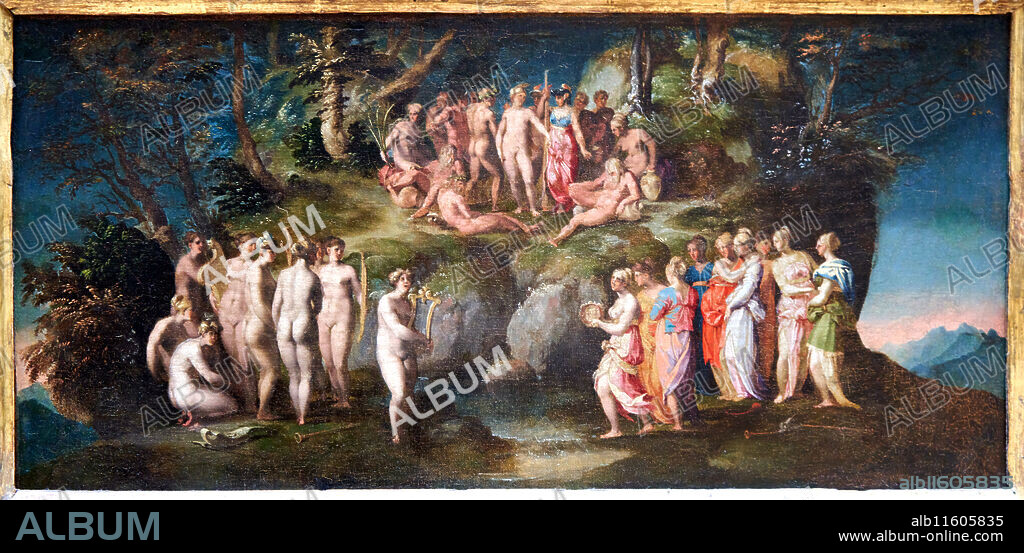 The Challenge of the Pierides, Oil on panel transferred to canvas, about 1523-1527, Giovanni Battista di Jacopo, dit ROSSO FIORENTINO, Florence, 1495 - Fontainebleau (France), 1540, Musée du Louvre, Paris, France.