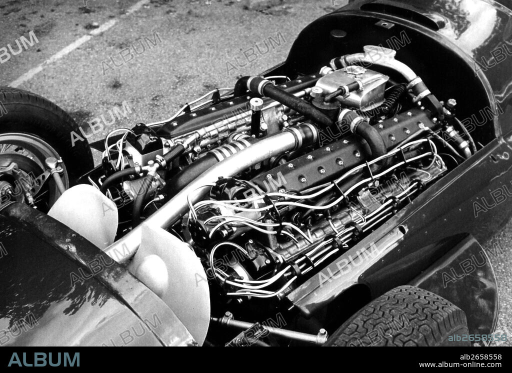 BRM V16 engine in P15 at BRM Bourne in 1981 after restoration for sale by Christie's Auction at Earls Court, London, England.