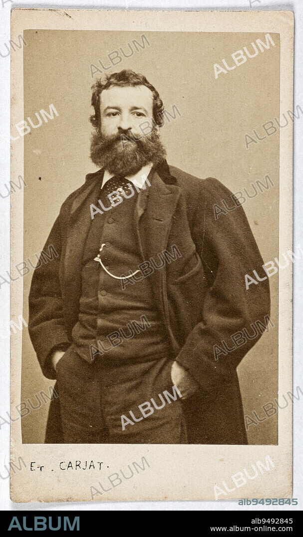 Portrait of Wilfrid de Fonvielle (1824-1914), (publicist, scholar, aeronaut), Carjat & Cie, Photographer, Between 1860 and 1890, 2nd half of the 19th century, Photography, Graphic arts, Photography, Albumen paper print, Dimensions - Work: Height: 8.8 cm, Width: 5.5 cm, Dimensions: Height: 10.5 cm, Width: 6 cm.