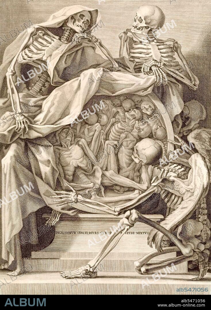 Bernardino Genga (1620–1690) was a scholar of Classical medical texts, editing several works of Hippocrates. He also had a great interest in the preparation of anatomical specimens as well as the anatomy of ancient Greek and Roman sculpture. These interests led to his work at the French Academy in Rome, where he taught anatomy to artists. 'Anatomia per Uso et Intelligenza del Disegno' consists of 59 copperplate engravings of text and illustrations printed on one side only. After the engraved title is a plate with allegorical emblems of death. Of the illustrated plates, the first 23 deal with osteology and myology drawn from Genga's anatomical preparations. The remainder consists of representations of antique statues viewed from different angles. An English translation of the work appeared in London in 1723 under the title: 'Anatomy Improved'.