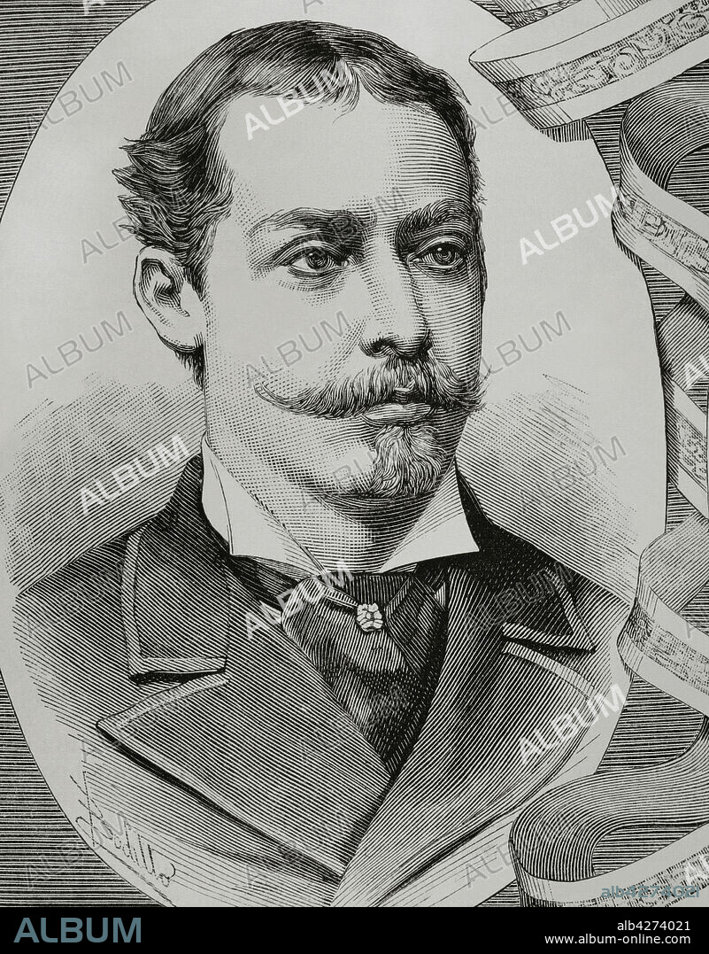 FÉLIX BADILLO (1848-1895). SPANISH ARTIST. ARTURO CARRETERO (CA.1852-1903). SPANISH ENGRAVER.. Leopoldo del Reino Unido, duque de Albany (1853-1884). Octavo hijo de la Reina Victoria y Alberto de Sajonia-Coburgo-Gotha. Retrato. Ilustración por Badillo. Grabado por Arturo Carretero. La Ilustración Española y Americana, 15 de mayo de 1882.