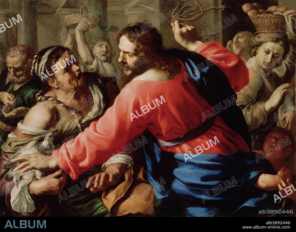 BERNARDINO MEI. Christ Cleansing the Temple. Date/Period: Ca. 1655. Painting. Oil on canvas. Height: 1,041 mm (40.98 in); Width: 1,410 mm (55.51 in).