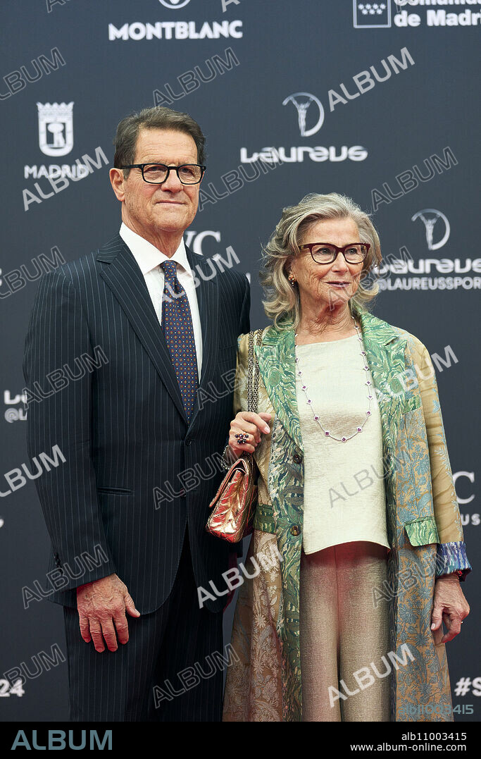 Fabio Capello, Laura Ghisi attends Laureus World Sports Awards Madrid 2024 - Red Carpet at Palacio de Cibeles on April 22, 2024 in Madrid, Spain.