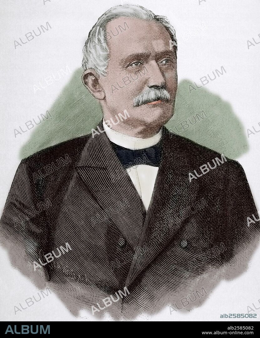 Arnold Heinrich Albert von Maybach (1822- 1904). German lawyer, politician and railway manager. Engraving. Historia Universal, 1885. Colored.