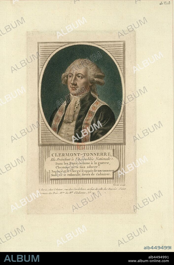 JEAN-BAPTISTE VéRITé. Portrait of Stanislas Marie Adélaïde, Comte de Clermont-Tonnerre (1757-1792).
