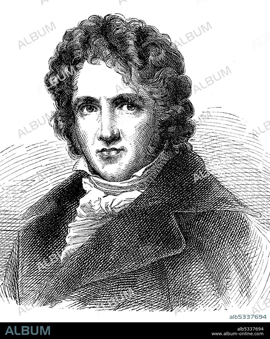 Friedrich Wilhelm Bessel,; 22 July 1784 - 17 March 1846, German astronomer, mathematician, physicist and geodesist  /  Friedrich Wilhelm Bessel, 22. Juli 1784 - 17. März 1846, ein richtungsweisender deutscher Wissenschaftler, dessen Tätigkeit sich auf die Gebiete Astronomie, Mathematik, Geodäsie und Physik erstreckte, Historisch, historical, digital improved reproduction of an original from the 19th century / digitale Reproduktion einer Originalvorlage aus dem 19. Jahrhundert,.