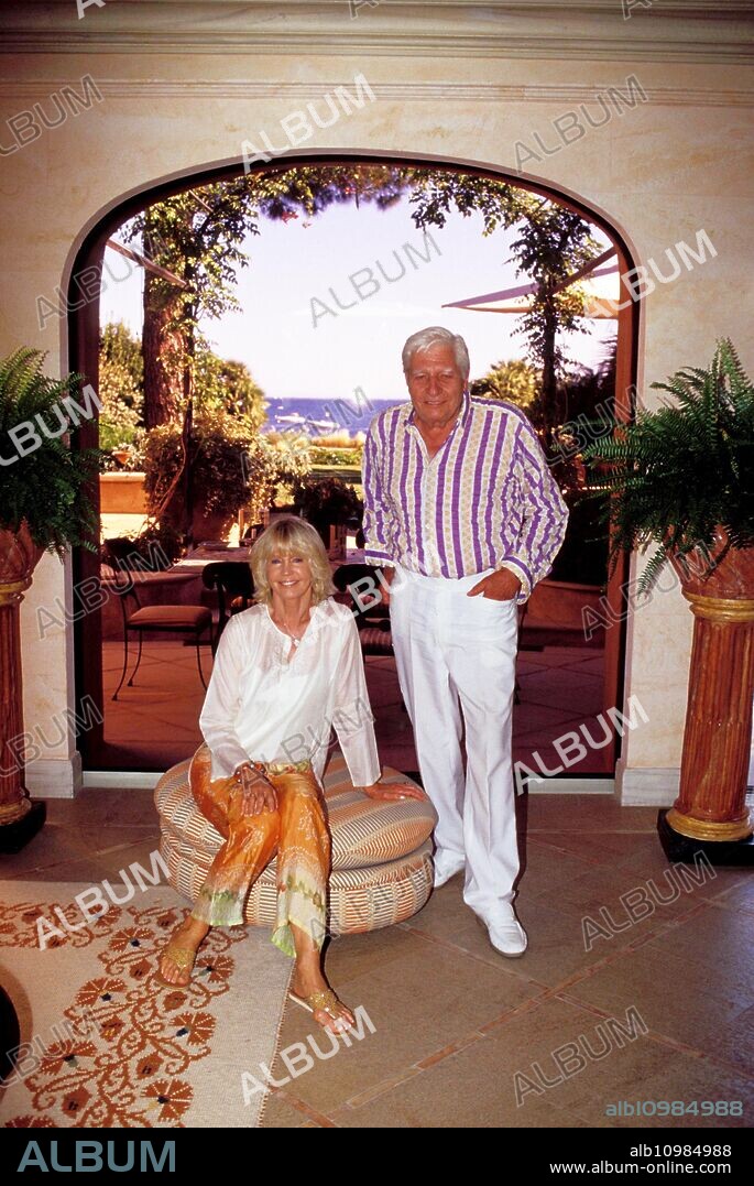 Gunter Sachs with wife Mirja posing in their villa in Sankt Tropez, France 2004.