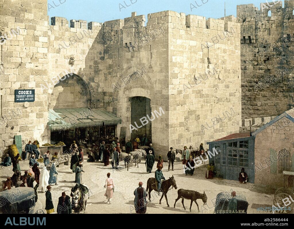 The Jaffa Gate, Jerusalem, Palestine, Israel between 1890 and 1900.