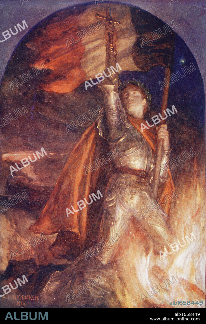 Resurgam or I Shall Rise Again, after a painting by Frank Dicksee. From King Albert´s Book, published 1915. The publication of the painting in the book refers to the hoped for resurgence of Belgium after its invasion by the Germans in the First World War.