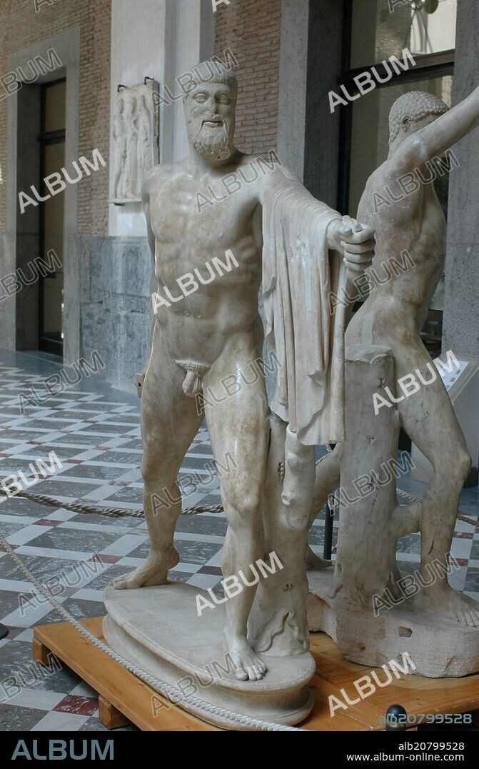 KRITIOS. HARMODIO Y ARISTOGITON - LOS TIRANICIDAS - SIGLO V AC - ESCULTURA EN MARMOL - COPIA ROMANA DEL SIGLO II AC.