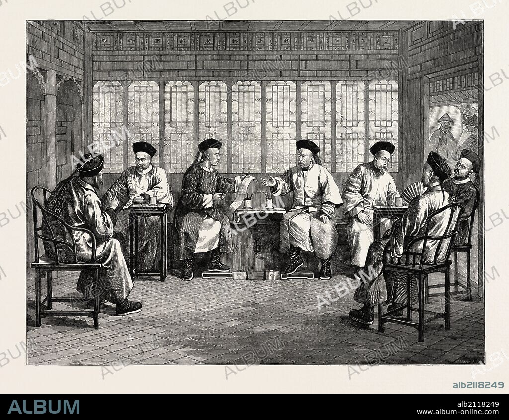 LIFE IN CHINA, XVI. THE FOREIGN OFFICE, PEKING (BEIJING): Ex-Regent of China and Chief Minister of the Supreme Council of the Empire, 1873 engraving.