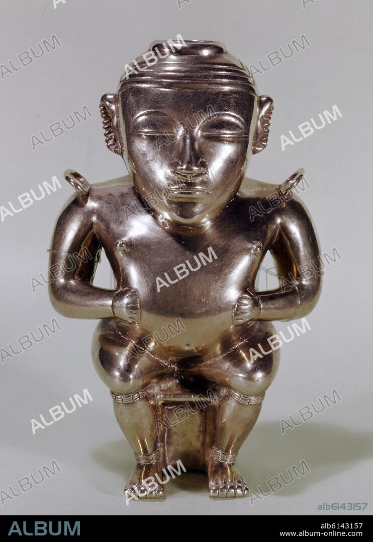 TESORO DE LOS QUIMBAYAS - FIGURA MASCULINA DE ORO - COLOMBIA - 200-1000 DC.