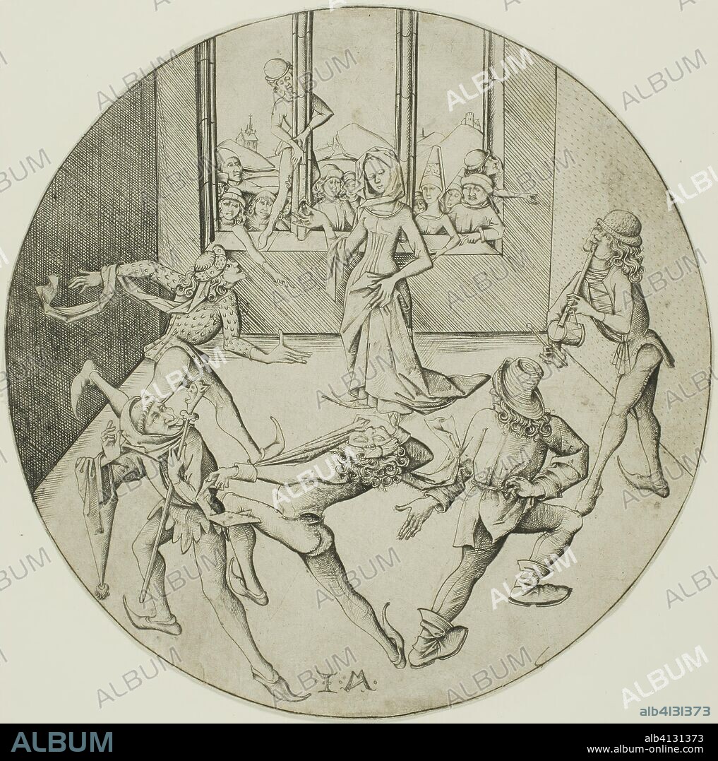 The Morris Dancers. Israhel van Meckenem; German, c. 1440/45-1503. Date: 1465-1503. Dimensions: 172 x 172 mm (plate/sheet). Engraving in black on ivory laid paper. Origin: Germany.
